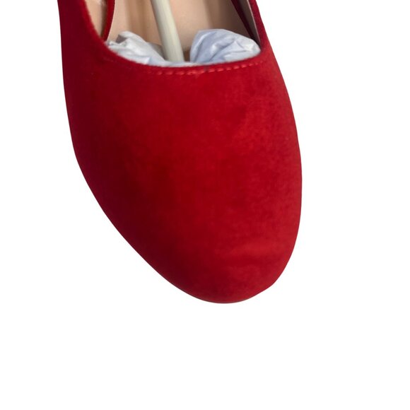 Svdsphde Pumps Shoes Womens 6.5 Red Suede New Kitten Heel - Picture 6 of 10